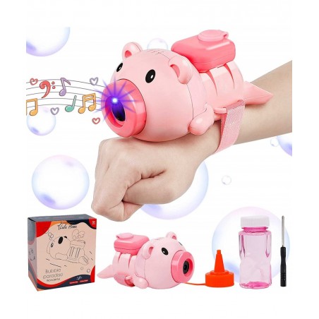 Bubble Machine Automatic Lighted Music Bubble Blower with Wrist Strap & Bubble Solution Kids Wrist Bubble Maker Over 600 Bubb...