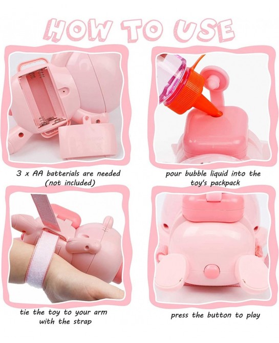 Bubble Machine Automatic Lighted Music Bubble Blower with Wrist Strap & Bubble Solution Kids Wrist Bubble Maker Over 600 Bubb...