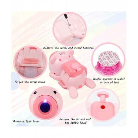 Bubble Machine Automatic Lighted Music Bubble Blower with Wrist Strap & Bubble Solution Kids Wrist Bubble Maker Over 600 Bubb...