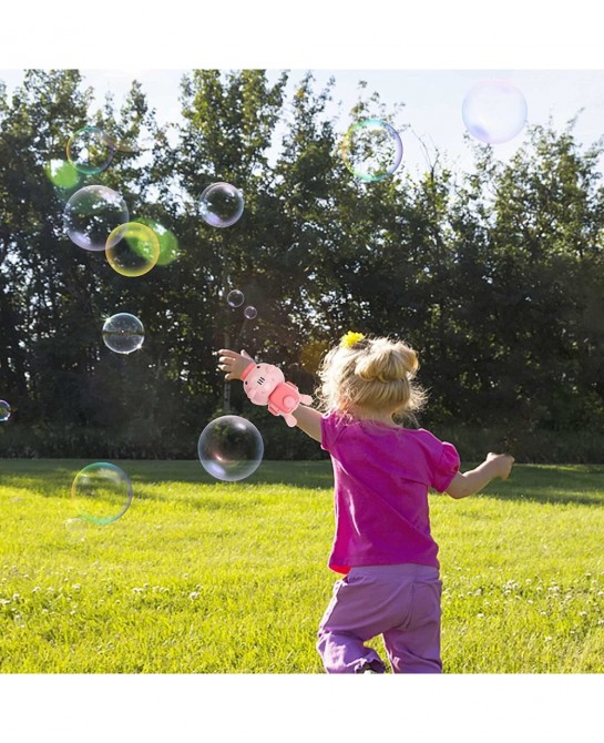 Bubble Machine Automatic Lighted Music Bubble Blower with Wrist Strap & Bubble Solution Kids Wrist Bubble Maker Over 600 Bubb...