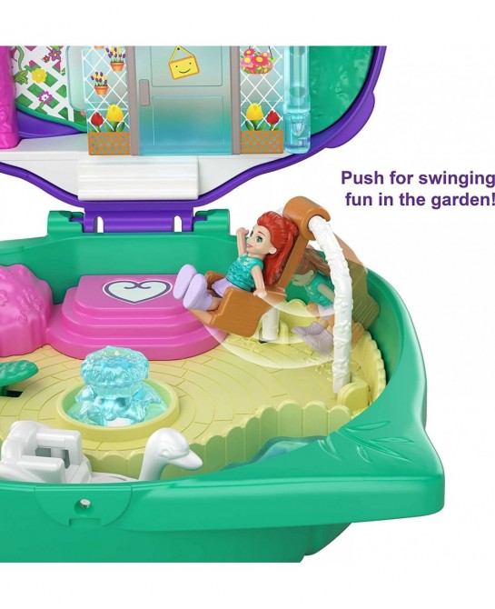 Pocket World Lil’ Ladybug Garden Compact with Fun Reveals Micro Polly and Lila Dolls Wheelbarrow with Flowers and Sticker She...