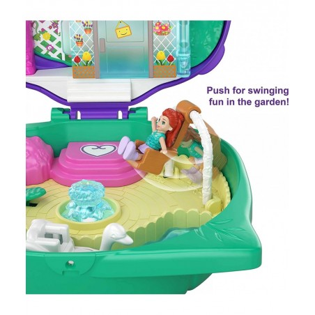 Pocket World Lil’ Ladybug Garden Compact with Fun Reveals Micro Polly and Lila Dolls Wheelbarrow with Flowers and Sticker She...