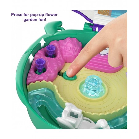 Pocket World Lil’ Ladybug Garden Compact with Fun Reveals Micro Polly and Lila Dolls Wheelbarrow with Flowers and Sticker She...