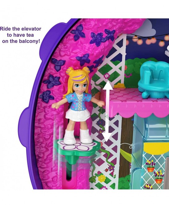 Pocket World Lil’ Ladybug Garden Compact with Fun Reveals Micro Polly and Lila Dolls Wheelbarrow with Flowers and Sticker She...