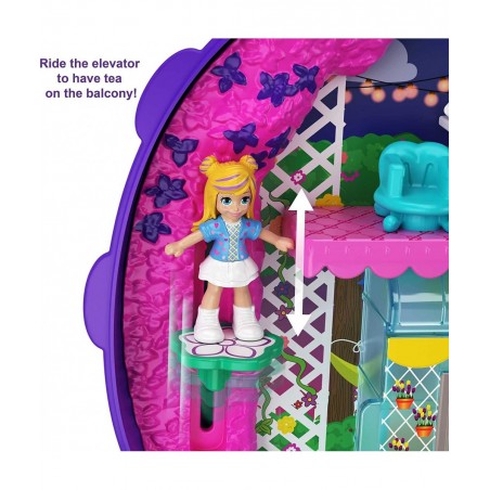 Pocket World Lil’ Ladybug Garden Compact with Fun Reveals Micro Polly and Lila Dolls Wheelbarrow with Flowers and Sticker She...