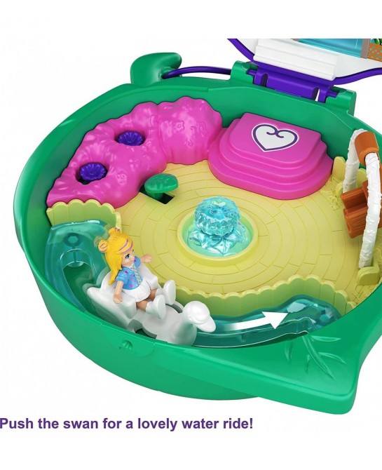 Pocket World Lil’ Ladybug Garden Compact with Fun Reveals Micro Polly and Lila Dolls Wheelbarrow with Flowers and Sticker She...