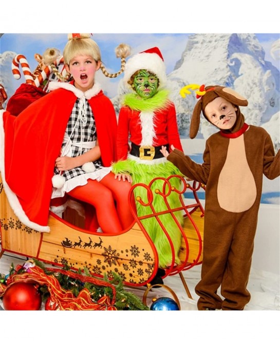 Toddler Baby Boys Girls Christmas Cosplay Costume Outfits Green Furry Monster Party Dress up Outfits for Kids $62.71 Kids' Co...
