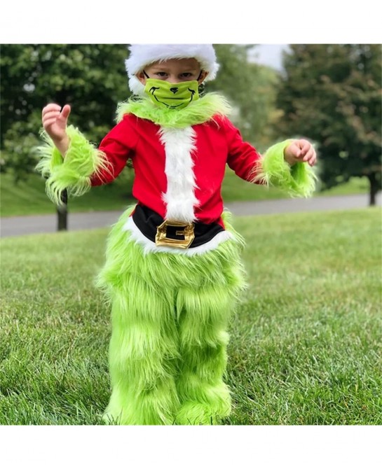 Toddler Baby Boys Girls Christmas Cosplay Costume Outfits Green Furry Monster Party Dress up Outfits for Kids $62.71 Kids' Co...