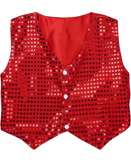 Kids Boys Shiny Party Costume Vests Sequins Waistcoat for Hip-hop Jazz Dance Stage Performance $15.34 Kids' Costumes