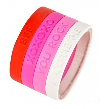 8" VALENTINE'S RUBBER BRACELETS - 24 Pieces $17.33 Kids' Dress-Up Accessories