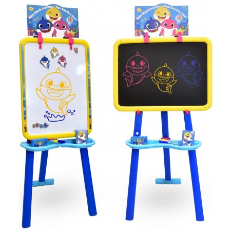 Baby Shark Standing Art Easel for Kids Toddler Drawing Dry Erase Magnetic Whiteboard Chalkboard Accessories and Tissue Pack (...