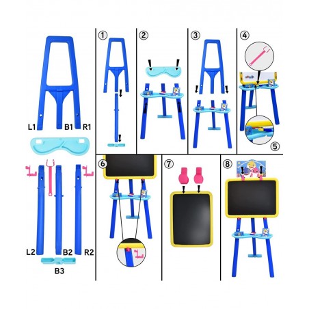Baby Shark Standing Art Easel for Kids Toddler Drawing Dry Erase Magnetic Whiteboard Chalkboard Accessories and Tissue Pack (...