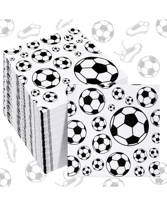 100 Pcs Football Soccer Napkins Disposable Paper Napkins Football Soccer Party Napkins Sports Theme Party Supplies Football S...