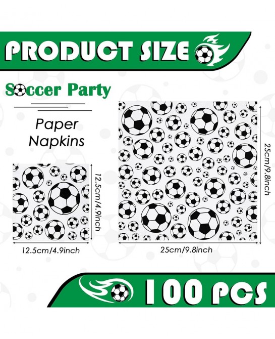 100 Pcs Football Soccer Napkins Disposable Paper Napkins Football Soccer Party Napkins Sports Theme Party Supplies Football S...