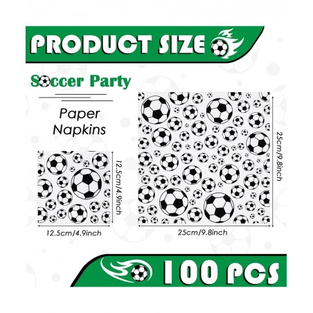100 Pcs Football Soccer Napkins Disposable Paper Napkins Football Soccer Party Napkins Sports Theme Party Supplies Football S...