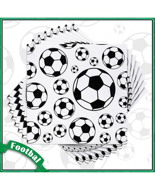 100 Pcs Football Soccer Napkins Disposable Paper Napkins Football Soccer Party Napkins Sports Theme Party Supplies Football S...
