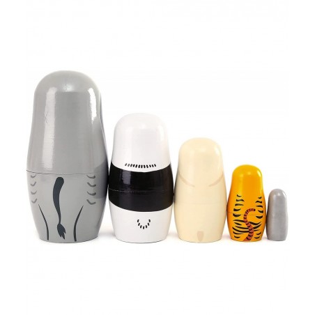 5pcs Beautiful Handmade Wooden Animal Nesting Dolls Elephant Panda Nesting Dolls Gift Russian Nesting Wishing Dolls Matryoshk...