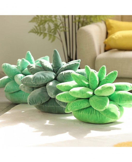 17.7in Succulent Pillow Cute Stuffed Plant Plush Pillows 3D Succulents Cactus Pillow Novelty Plush Cushion for Garden Bedroom...