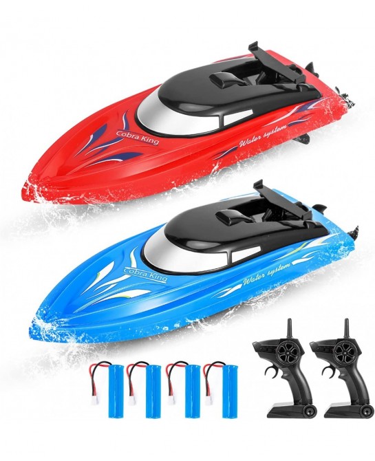 2 Pack RC Boat Remote Control Boats for Pools and Lakes for Kids and Adults 10 kmH 2.4 GHz RC Boat for Boys 4-7 8-12 Years wi...