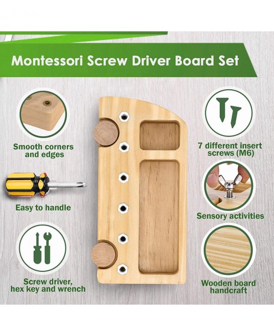 Montessori Screwdriver Board Set Montessori Toys for 3+ Year Old Basic Skills Sensory Learning Sensory Bin Toys Preschool Mat...