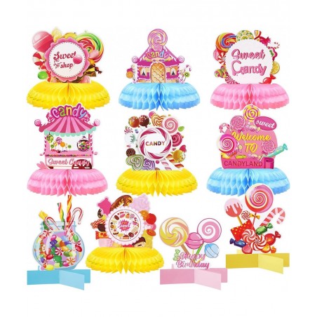 10 Pcs Candy Party Supplies Candyland Table Honeycomb Centerpiece Decorations Colorful Candy Themed Birthday Party Decoration...