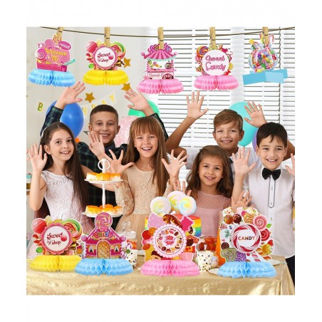 10 Pcs Candy Party Supplies Candyland Table Honeycomb Centerpiece Decorations Colorful Candy Themed Birthday Party Decoration...