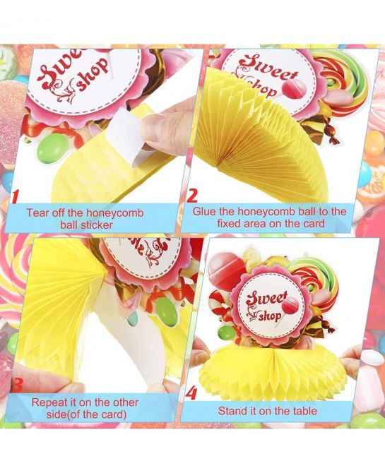10 Pcs Candy Party Supplies Candyland Table Honeycomb Centerpiece Decorations Colorful Candy Themed Birthday Party Decoration...