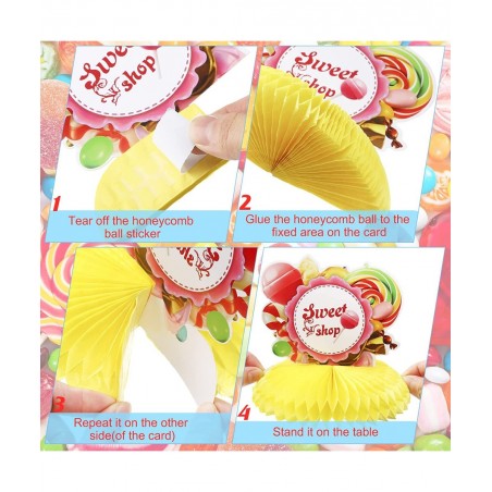 10 Pcs Candy Party Supplies Candyland Table Honeycomb Centerpiece Decorations Colorful Candy Themed Birthday Party Decoration...