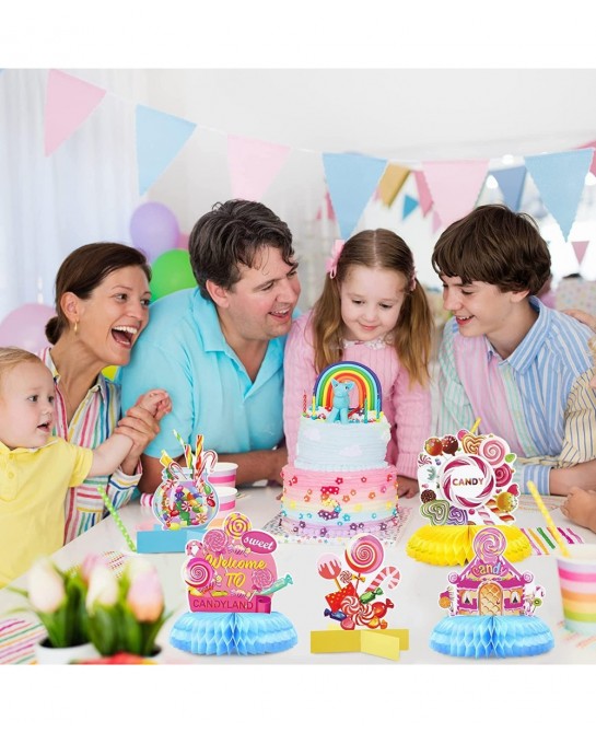 10 Pcs Candy Party Supplies Candyland Table Honeycomb Centerpiece Decorations Colorful Candy Themed Birthday Party Decoration...