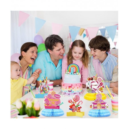 10 Pcs Candy Party Supplies Candyland Table Honeycomb Centerpiece Decorations Colorful Candy Themed Birthday Party Decoration...