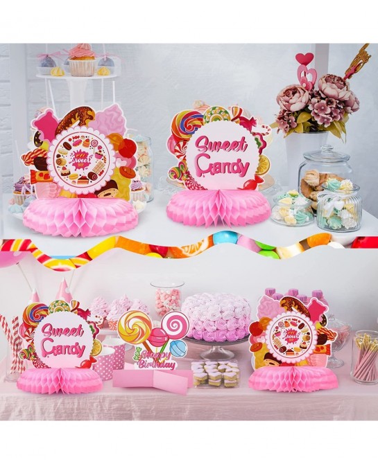 10 Pcs Candy Party Supplies Candyland Table Honeycomb Centerpiece Decorations Colorful Candy Themed Birthday Party Decoration...