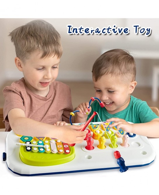 Educational Learning Montessori Toys for Kids 7 in 1 Puzzles Number Shape Sorter Counting Stacker with Number Blocks Xylophon...