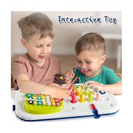 Educational Learning Montessori Toys for Kids 7 in 1 Puzzles Number Shape Sorter Counting Stacker with Number Blocks Xylophon...