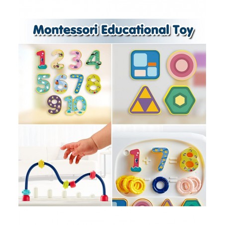 Educational Learning Montessori Toys for Kids 7 in 1 Puzzles Number Shape Sorter Counting Stacker with Number Blocks Xylophon...