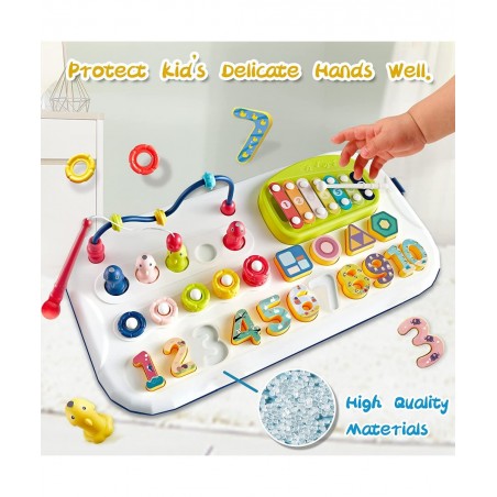 Educational Learning Montessori Toys for Kids 7 in 1 Puzzles Number Shape Sorter Counting Stacker with Number Blocks Xylophon...
