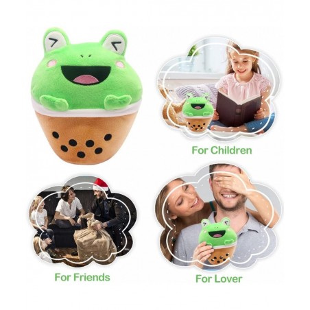 Cute Frog Plush Toy Boba Plushies - 9Inch Kawaii Plushies Boba Frog Pillow - Plush Stuffed Animals Toy for Kids - Soft Bubble...