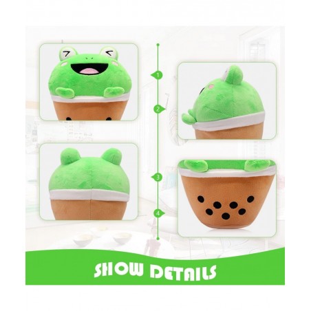 Cute Frog Plush Toy Boba Plushies - 9Inch Kawaii Plushies Boba Frog Pillow - Plush Stuffed Animals Toy for Kids - Soft Bubble...
