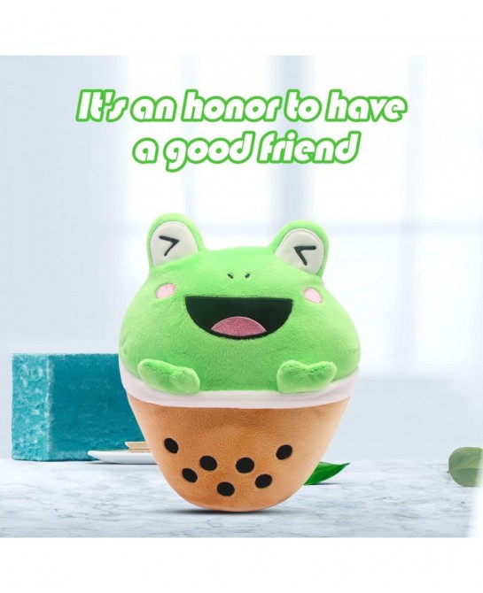Cute Frog Plush Toy Boba Plushies - 9Inch Kawaii Plushies Boba Frog Pillow - Plush Stuffed Animals Toy for Kids - Soft Bubble...