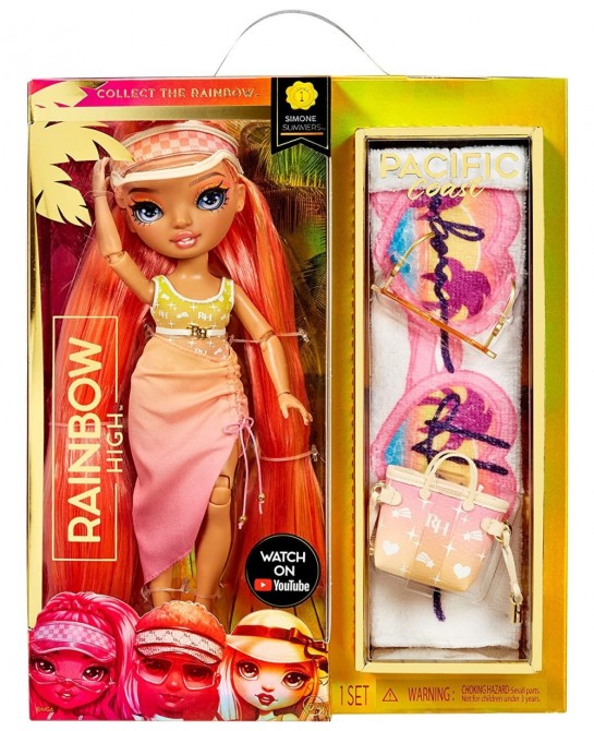 Pacific Coast Simone Summers- Sunrise (Orange) Fashion Doll with 2 Designer Outfits Pool Accessories Playset Interchangeable ...