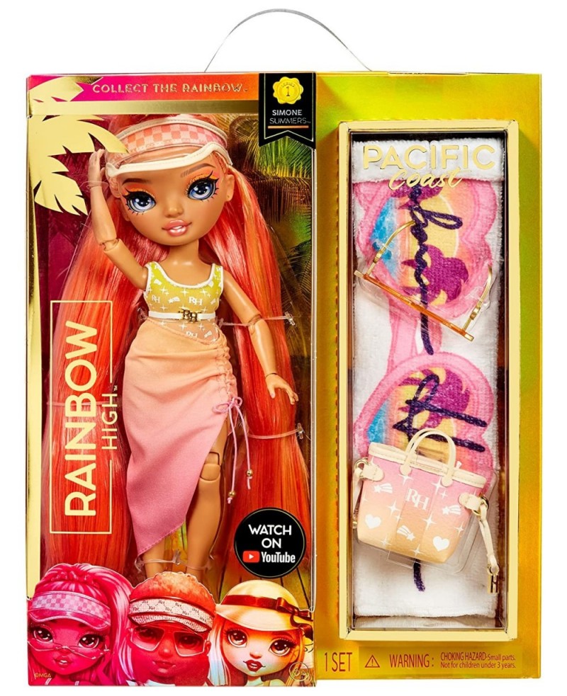 Pacific Coast Simone Summers- Sunrise (Orange) Fashion Doll with 2 Designer Outfits Pool Accessories Playset Interchangeable ...
