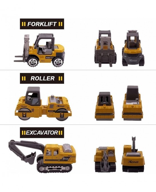 Kids Diecast Construction Vehicles Metal Engineering Cars Set Toys Play Trucks for Boys Age 3 4 Birthday Party Supplies Cake ...