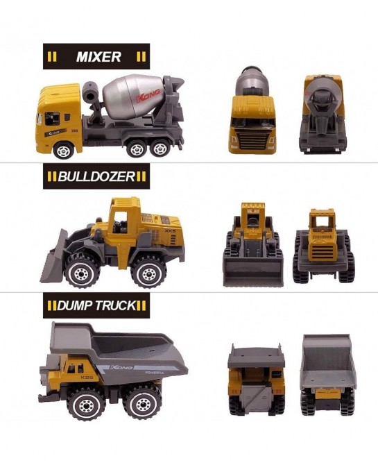 Kids Diecast Construction Vehicles Metal Engineering Cars Set Toys Play Trucks for Boys Age 3 4 Birthday Party Supplies Cake ...