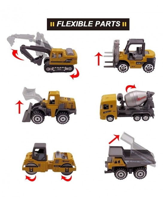 Kids Diecast Construction Vehicles Metal Engineering Cars Set Toys Play Trucks for Boys Age 3 4 Birthday Party Supplies Cake ...