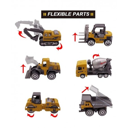 Kids Diecast Construction Vehicles Metal Engineering Cars Set Toys Play Trucks for Boys Age 3 4 Birthday Party Supplies Cake ...