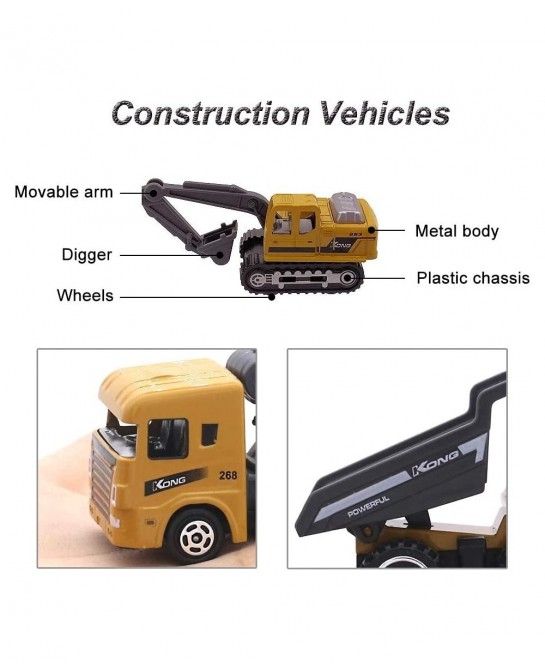 Kids Diecast Construction Vehicles Metal Engineering Cars Set Toys Play Trucks for Boys Age 3 4 Birthday Party Supplies Cake ...
