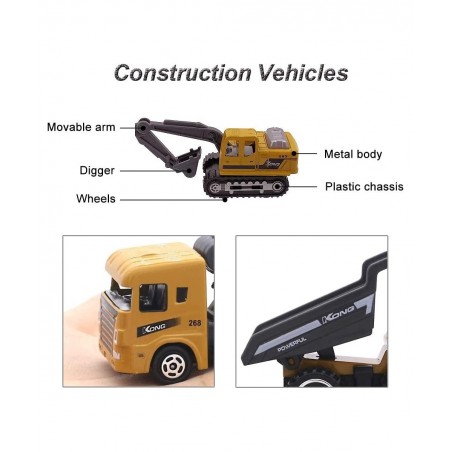 Kids Diecast Construction Vehicles Metal Engineering Cars Set Toys Play Trucks for Boys Age 3 4 Birthday Party Supplies Cake ...