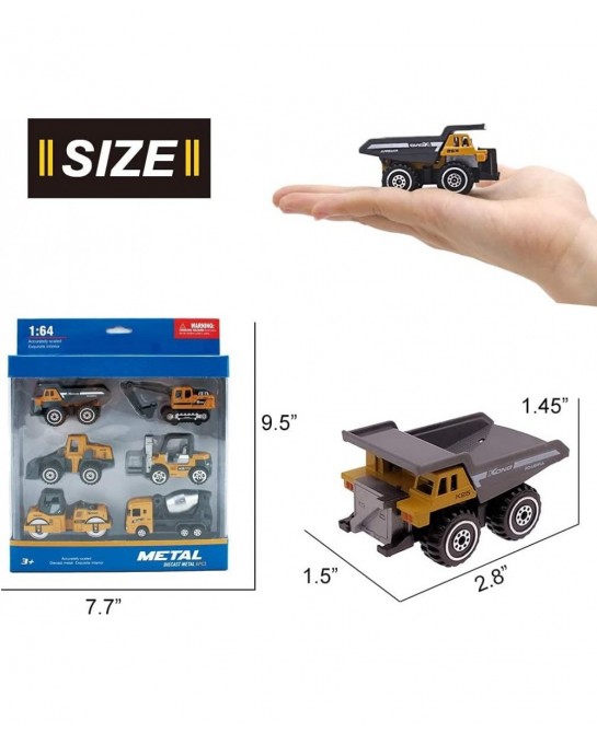 Kids Diecast Construction Vehicles Metal Engineering Cars Set Toys Play Trucks for Boys Age 3 4 Birthday Party Supplies Cake ...