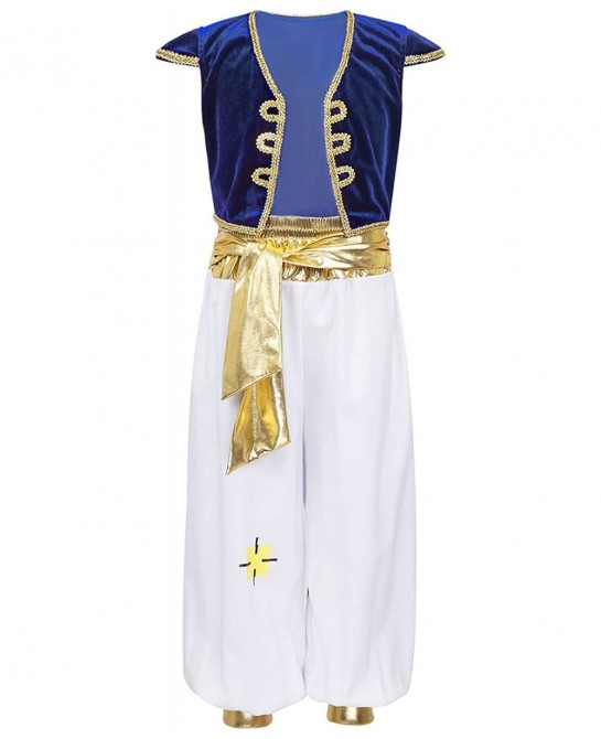Kids Boys Halloween Cosplay Outfits Arabian Prince Costume Cap Sleeve Top with Pants Two Piece Set $20.83 Kids' Costumes