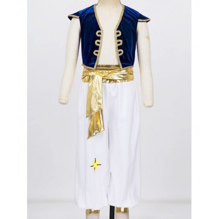Kids Boys Halloween Cosplay Outfits Arabian Prince Costume Cap Sleeve Top with Pants Two Piece Set $20.83 Kids' Costumes