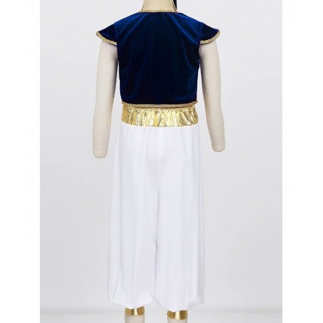 Kids Boys Halloween Cosplay Outfits Arabian Prince Costume Cap Sleeve Top with Pants Two Piece Set $20.83 Kids' Costumes